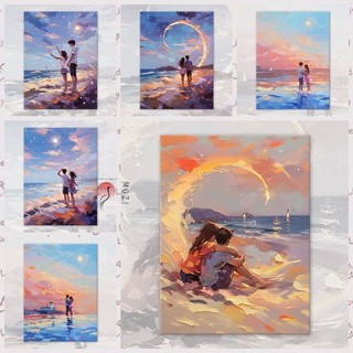 MOZI✨40 * 50cm / 30 * 40cm cặp đôi hạnh phúc tranh tô màu theo số tranh số hóa tranh sơn dầu số hoá bộ tô màu theo số Cặp Đôi Tranh Sơn Dầu Kỹ Thuật Số Tự Làm Tranh Handmade Làm Đầy Tranh Sơn Màu Tranh Vẽ Tay Tranh Sơn Dầu Tranh Acrylic