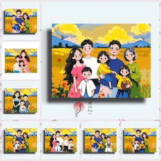 MOZI✨40 * 50cm / 30 * 40cm Chân Dung Gia Đình tranh tô màu theo số tranh số hóa tranh sơn dầu số hoá bộ tô màu theo số Kỹ Thuật Số Tranh Sơn Dầu Tranh Kỹ Thuật Số Tranh Làm Đầy Tranh Tay Tranh Acrylic Tranh Trang Trí Nhà Cửa Tranh