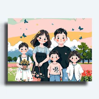 MOZI✨40 * 50cm / 30 * 40cm Chân Dung Gia Đình tranh tô màu theo số tranh số hóa tranh sơn dầu số hoá bộ tô màu theo số Kỹ Thuật Số Tranh Sơn Dầu Tranh Kỹ Thuật Số Tranh Làm Đầy Tranh Tay Tranh Acrylic Tranh Trang Trí Nhà Cửa Tranh
