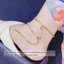 Lắc chân nữ bằng titan không gỉ mạ vàng 18k hình cỏ 4 lá may mắn xinh xắn thời trang thanh lịch