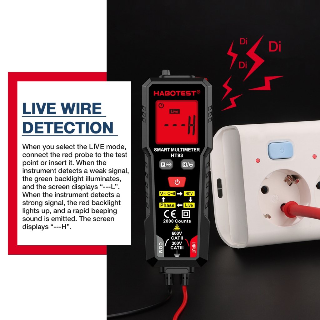 （vận chuyển trong vòng 24 giờ）HABOTEST HT93 Đồng hồ vạn năng kỹ thuật số AC / DC hiện tại bỏ phiếu Máy kiểm tra tự động 2000 Đếm Ohm Đồng hồ đo dòng điện