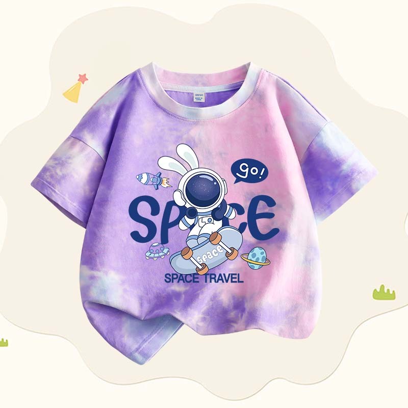 W.G.Q Áo thun Tie-Dye bé trai , vải Cotton nguyên chất mềm mại thoải mái, thấm mồ hôi thoáng khí