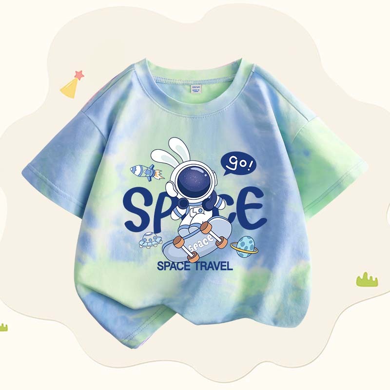 W.G.Q Áo thun Tie-Dye bé trai , vải Cotton nguyên chất mềm mại thoải mái, thấm mồ hôi thoáng khí