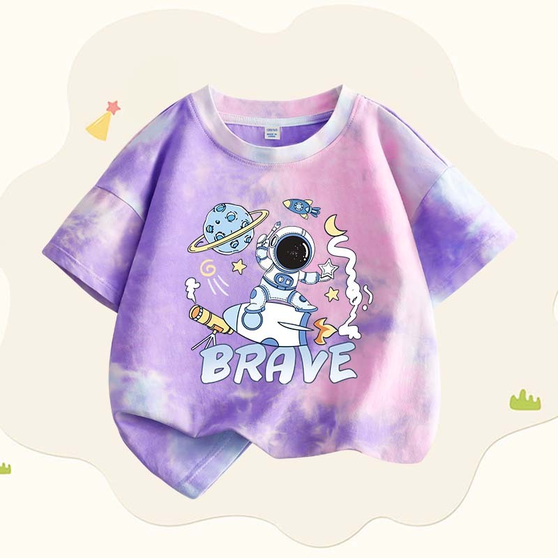 W.G.Q Áo thun Tie-Dye bé trai , vải Cotton nguyên chất mềm mại thoải mái, thấm mồ hôi thoáng khí