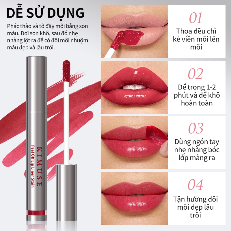 Ảnh Kimuse Peel Off Lip Liner Stain 12 Giờ Mỹ Phẩm Lâu Dài Chống Thấm Nước Sắc Tố Cao Lột Môi Tint 2
