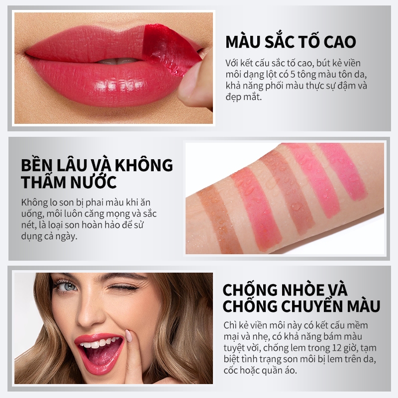 Ảnh Kimuse Peel Off Lip Liner Stain 12 Giờ Mỹ Phẩm Lâu Dài Chống Thấm Nước Sắc Tố Cao Lột Môi Tint 3