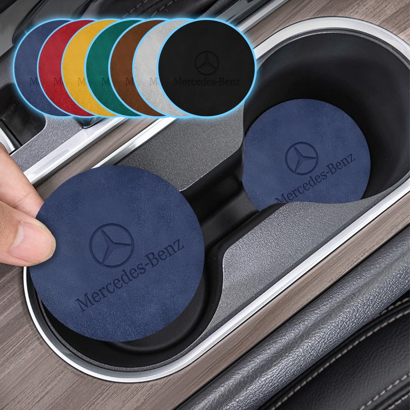 Bộ 2 Đế Lót Cốc Nước Trên Xe Hơi Bằng Da Lộn Dành Cho mercedes benz class w212 w211 w210 w203 w204 w205 cla glk cls a c e