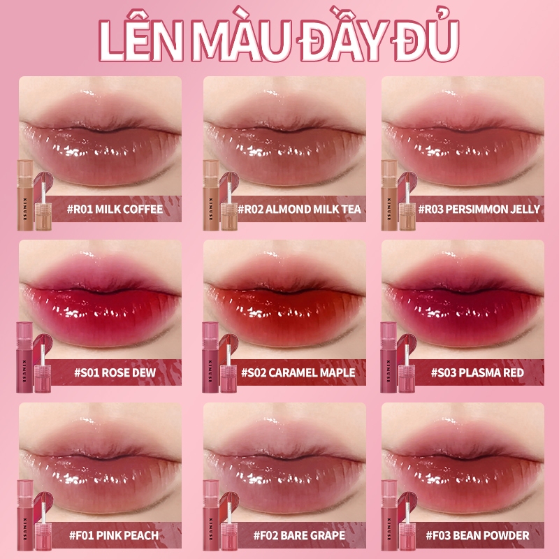 Ảnh Kimuse 2 Cái / bộ Gương Lip Glaze Set Dưỡng Ẩm Nước Son Bóng Lâu Dài Trang Điểm Môi 4