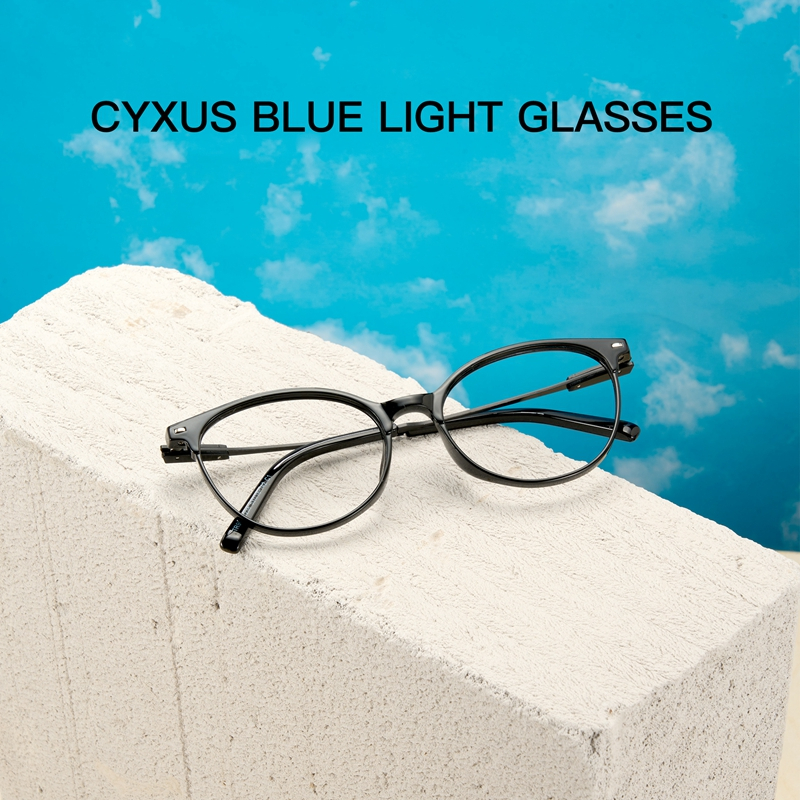 Cyxus Kính Unisex Retro Chống Ánh Sáng Xanh Gọng Tròn Chất Liệu TR90 Bảo Vệ Mắt Giảm Căng Thẳng Khi Dùng Máy Tính 8185