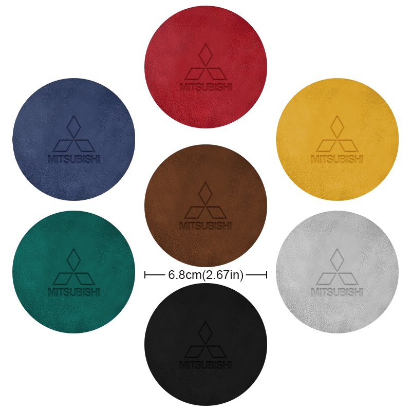 2 Chiếc In Logo Ô Tô Coaster Xe Cốc Giá Đỡ Đáy Chống Trơn Trượt Thảm Cho Mitsubishi ASX Lancer EX Pajero Outlander L200 EVO