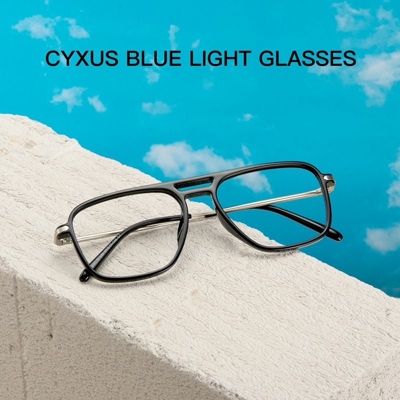 Cyxus Kính Mát Aviator TR90 Chống Ánh Sáng Xanh Phong Cách Pilot Retro Unisex Giảm Căng Thẳng Cho Máy Tính Game 8186