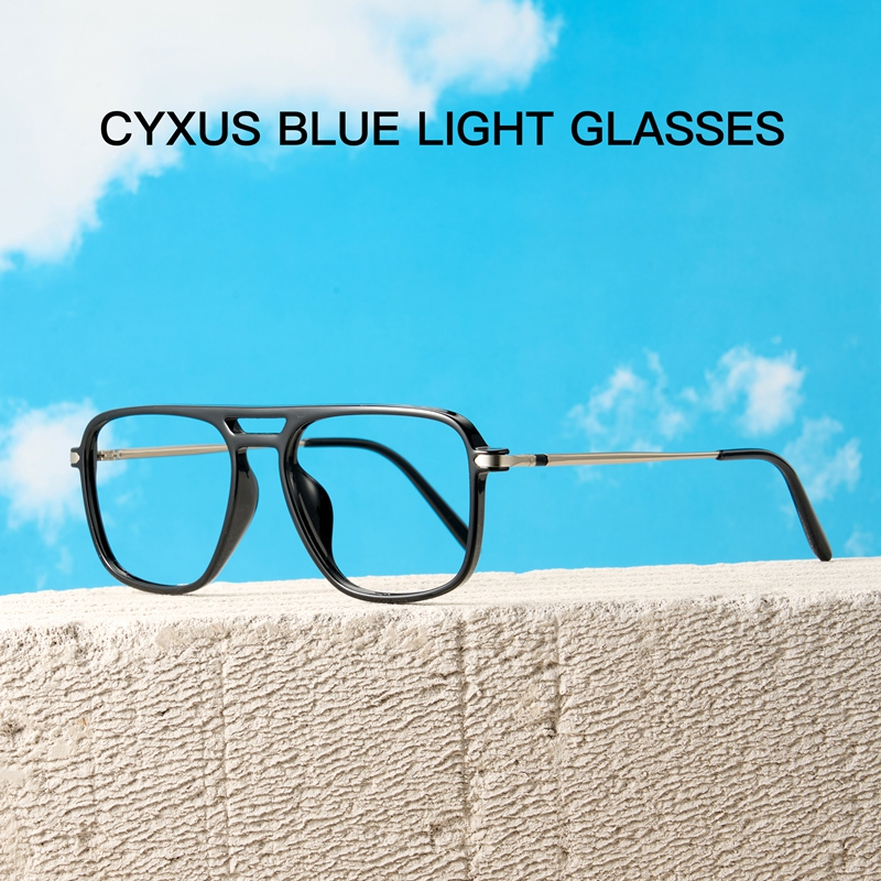 Cyxus Kính Mát Aviator TR90 Chống Ánh Sáng Xanh Phong Cách Pilot Retro Unisex Giảm Căng Thẳng Cho Máy Tính Game 8186