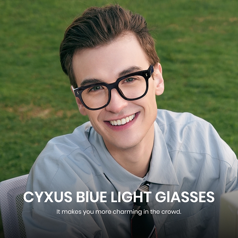 Cyxus Kính Mắt Chống Xanh Gọng TR90 Dày Bảo Vệ UV Giảm Căng Thẳng Kỹ Thuật Số Chống Chói Nam Nữ 8187