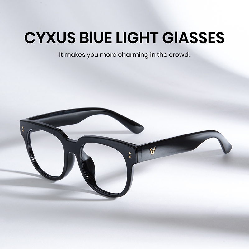 Cyxus Kính Mắt Chống Xanh Gọng TR90 Dày Bảo Vệ UV Giảm Căng Thẳng Kỹ Thuật Số Chống Chói Nam Nữ 8187