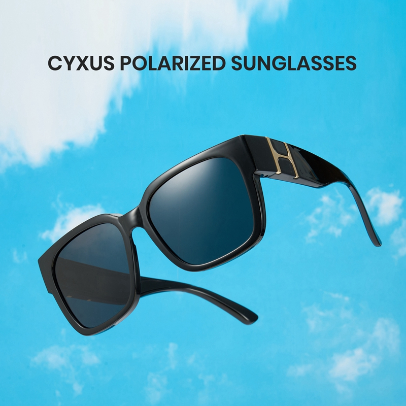 Cyxus Kính Mát Đeo Ngoài Phân Cực UV400 Gọng Vuông Oversize TR90 Cho Nam Nữ Đi Biển Lái Xe Thời Trang P1185