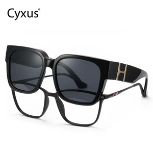Cyxus Kính Mát Đeo Ngoài Phân Cực UV400 Gọng Vuông Oversize TR90 Cho Nam Nữ Đi Biển Lái Xe Thời Trang P1185