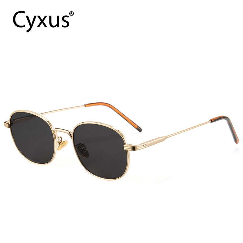 Cyxus Kính Râm Phong Cách Vintage 90s Gọng Tròn Kim Loại Dáng Oval Nhỏ Gọn Chống Tia UV400 Cho Nam Nữ 1562