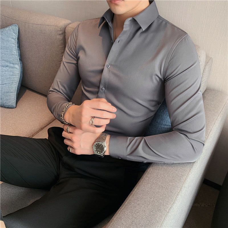 Áo Sơ Mi Nam Mới Tay Dài Công Sở Áo Sơ Mi Thời Trang Áo Sơ Mi Trơn Trắng Làm Việc Trang Trọng Áo Sơ Mi