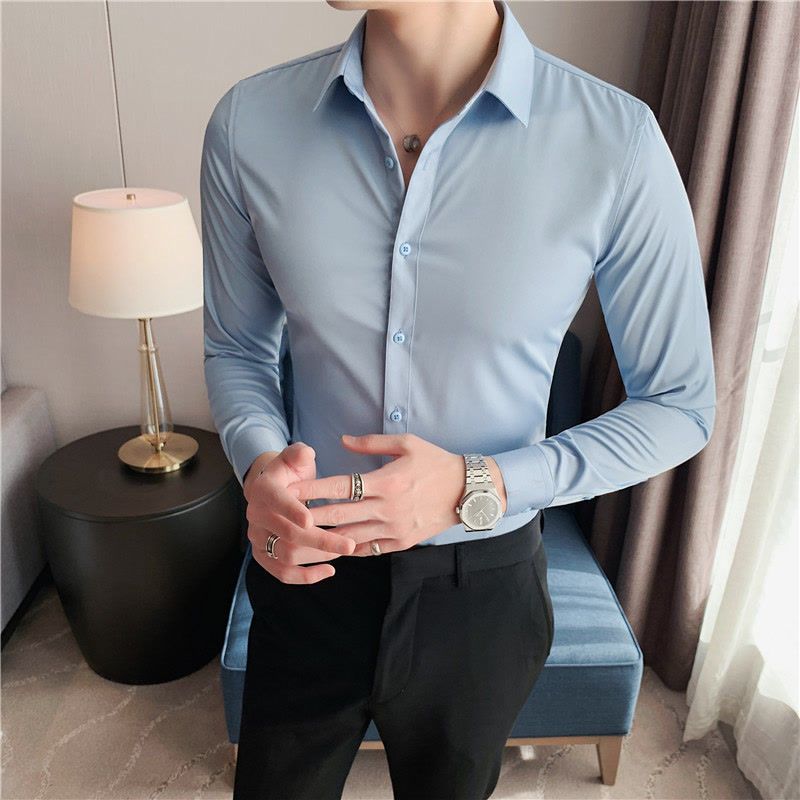 Áo Sơ Mi Nam Mới Tay Dài Công Sở Áo Sơ Mi Thời Trang Áo Sơ Mi Trơn Trắng Làm Việc Trang Trọng Áo Sơ Mi