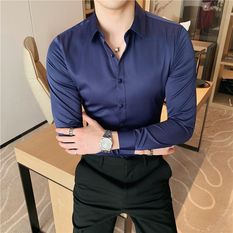 Áo Sơ Mi Nam Mới Tay Dài Công Sở Áo Sơ Mi Thời Trang Áo Sơ Mi Trơn Trắng Làm Việc Trang Trọng Áo Sơ Mi