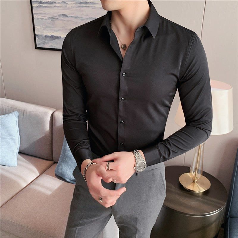 Áo Sơ Mi Nam Mới Tay Dài Công Sở Áo Sơ Mi Thời Trang Áo Sơ Mi Trơn Trắng Làm Việc Trang Trọng Áo Sơ Mi