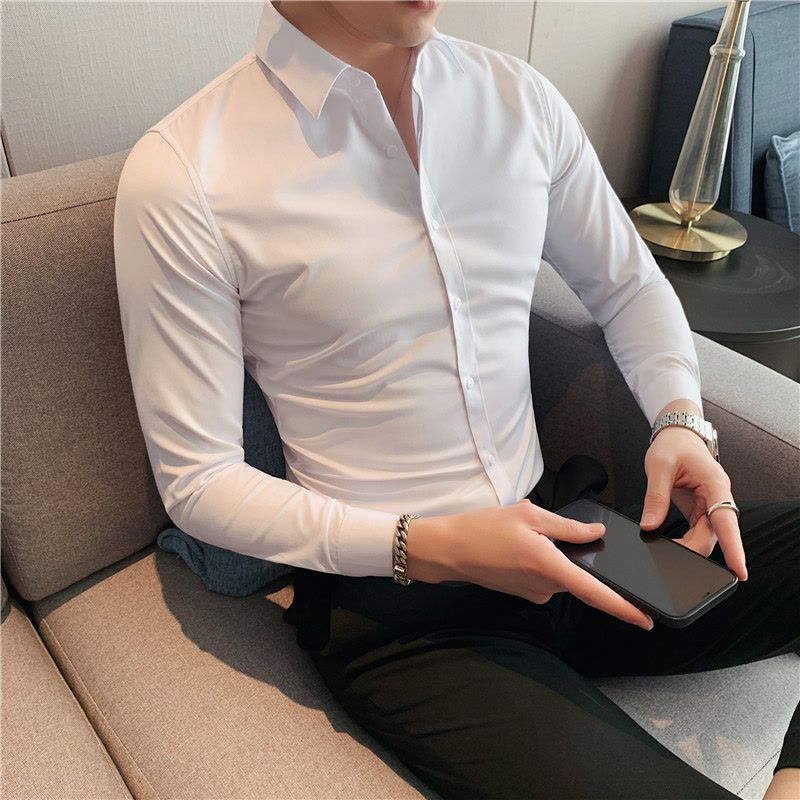 Áo Sơ Mi Nam Mới Tay Dài Công Sở Áo Sơ Mi Thời Trang Áo Sơ Mi Trơn Trắng Làm Việc Trang Trọng Áo Sơ Mi