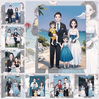 MOZI✨40 * 50cm / 30 * 40cm Chân Dung Gia Đình tranh tô màu theo số tranh số hóa bộ tô màu theo số tranh sơn dầu số hoá Tự Làm Kỹ Thuật Số Tranh Sơn Dầu Tranh Kỹ Thuật Số Tranh Làm Đầy Tranh Vẽ Tay Tranh Acrylic Trang Trí Nhà Cửa Tranh