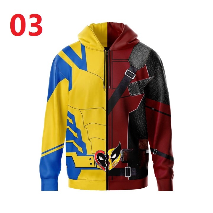 Áo hoodie in hình Deadpool và Wolverine, thiết kế unisex, in kỹ thuật số