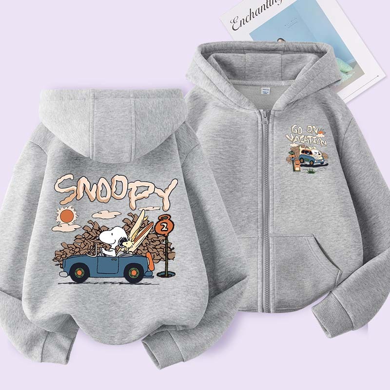 W.G.Q Áo Hoodie Khoác Bé Trai, Kiểu Khoá Kéo Có Túi , áo khoác thể thao bé trai xe in phi hành gia