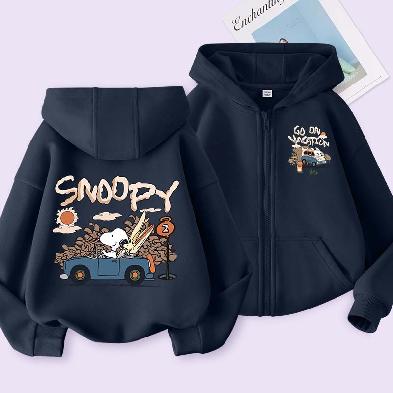W.G.Q Áo Hoodie Khoác Bé Trai, Kiểu Khoá Kéo Có Túi , áo khoác thể thao bé trai xe in phi hành gia