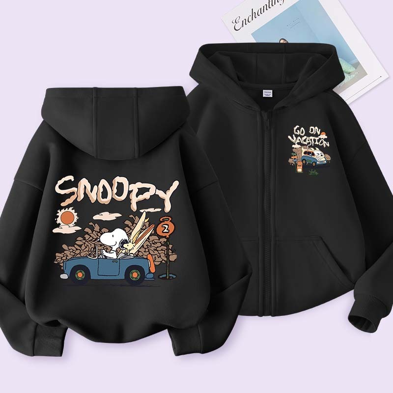 W.G.Q Áo Hoodie Khoác Bé Trai, Kiểu Khoá Kéo Có Túi , áo khoác thể thao bé trai xe in phi hành gia