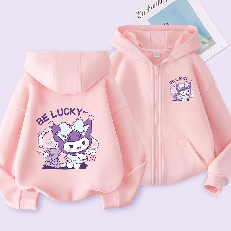 Áo Hoodie bé gái in kuromi ,Áo khoác cardigan có dây kéo , Thời trang thoải mái