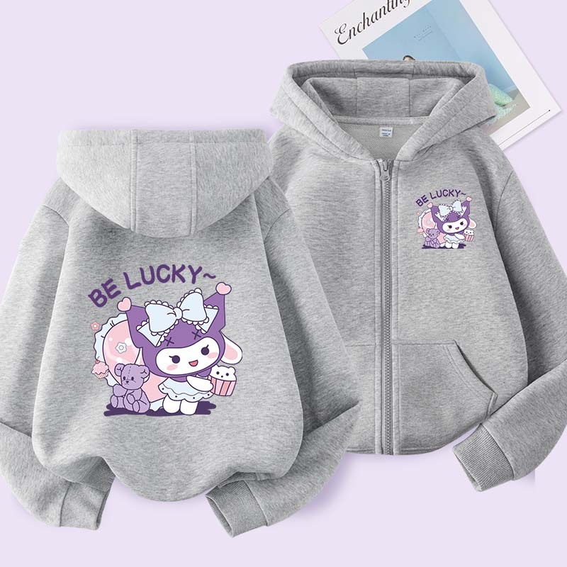 Áo Hoodie bé gái in kuromi ,Áo khoác cardigan có dây kéo , Thời trang thoải mái