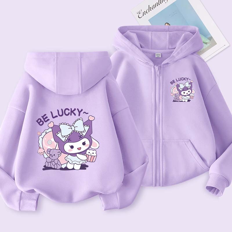 Áo Hoodie bé gái in kuromi ,Áo khoác cardigan có dây kéo , Thời trang thoải mái