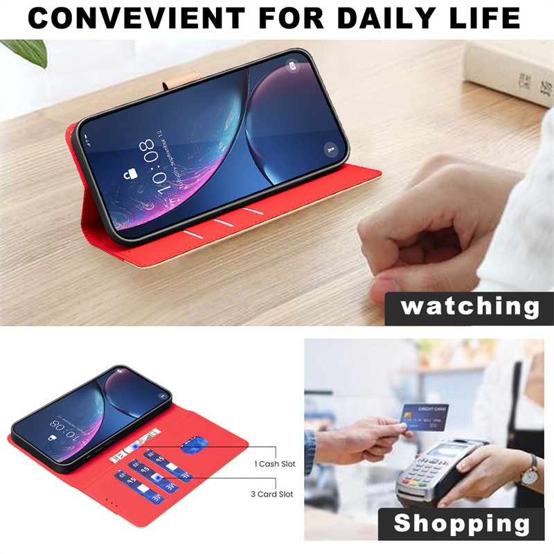 Ốp Da Cho Tecno Camon 30 Pop Pova 6 8 Spark 20C 20 Pro Pro + Go 2024 4g 5g Lật Chất Lượng Cao Retro Khe Cắm Thẻ Ví Bao Da