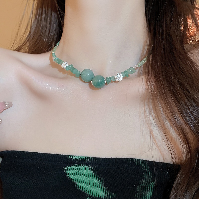 Mới Màu Sắc Trung Quốc Tương Phản Đính Hạt Sen Ngọc Cổ Cao Cấp Cảm Giác Quốc Triều Tất Cả Các Vòng Cổ Nhỏ Mới Vòng Cổ Cổ Cổ