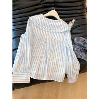 Phong Cách Hàn Quốc Nữ Nữ Sọc Dài Tay Áo Sơ Mi Baju Baju Wanita Lengan Panjang