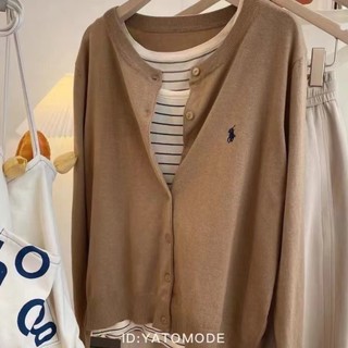 Phong Cách Hàn Quốc Nữ Thời Trang Ins Dệt Kim Ôm Cổ Chữ O Cardigan Áo Len Dài Tay
