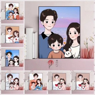 MOZI✨40 * 50cm / 30 * 40cm Chân Dung Gia Đình tranh tô màu theo số tranh số hóa tranh sơn dầu số hoá bộ tô màu theo sốTự Làm Kỹ Thuật Số Tranh Sơn Dầu Tranh Kỹ Thuật Số Tranh Làm Đầy Tranh Vẽ Tay Tranh Acrylic Tranh Hoạt Hình Tranh Trang Trí Nhà