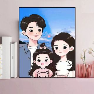 MOZI✨40 * 50cm / 30 * 40cm Chân Dung Gia Đình tranh tô màu theo số tranh số hóa tranh sơn dầu số hoá bộ tô màu theo sốTự Làm Kỹ Thuật Số Tranh Sơn Dầu Tranh Kỹ Thuật Số Tranh Làm Đầy Tranh Vẽ Tay Tranh Acrylic Tranh Hoạt Hình Tranh Trang Trí Nhà