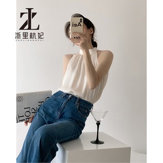ZHELIHANGFEI Phong Cách Hồng Kông Dây Phong Cách Pháp Đẹp Lưng Camisole Bên Trong Không Tay Nữ Thiết Kế Cảm Thấy Thích Hợp Bên Ngoài Mặc Gợi Cảm Top