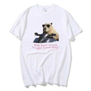 IDK Bao Lâu Hơn Tôi Có Thể Slay Capybara Ngộ nghĩnh Meme Áo Sơ Mi Nam Nữ Retro Cổ Tròn Thời Trang Áo Thun Cotton Quá Khổ Tee