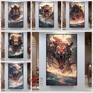 MOZI✨40 * 50cm / 30 * 40cm Con hổ tranh tô màu theo số tranh số hóa tranh sơn dầu số hoá bộ tô màu theo số sơn acrylic  sơn theo số Số Hổ Tranh Sơn Dầu Tự Làm Vẽ Tay Vẽ Màu Tranh Số Tranh Tranh Acrylic
