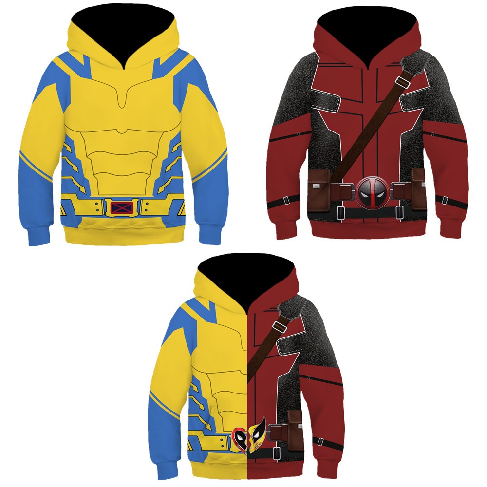 Áo Hoodie trẻ em Deadpool & Wolverine Áo len trẻ em siêu anh hùng Áo khoác ngoài bé trai in 3D