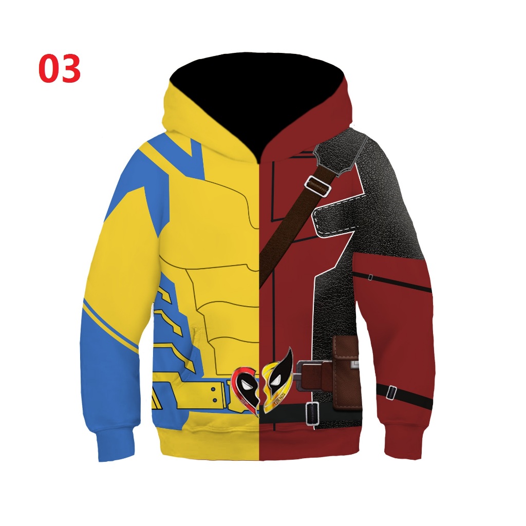 Áo Hoodie trẻ em Deadpool & Wolverine Áo len trẻ em siêu anh hùng Áo khoác ngoài bé trai in 3D