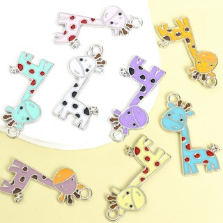 10 chiếc Quyến rũ tráng men hươu cao cổ nhiều màu rực rỡ dễ thương cho vòng cổ, vòng tay, bông tai và móc khóa Thiết kế động vật hoạt hình Mặt dây chuyền dầu nhỏ giọt - Lý tưởng cho những người đam mê thủ công