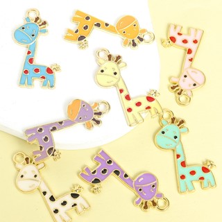 10 chiếc Quyến rũ tráng men hươu cao cổ nhiều màu rực rỡ dễ thương cho vòng cổ, vòng tay, bông tai và móc khóa Thiết kế động vật hoạt hình Mặt dây chuyền dầu nhỏ giọt - Lý tưởng cho những người đam mê thủ công