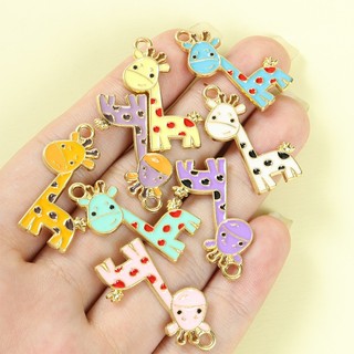 10 chiếc Quyến rũ tráng men hươu cao cổ nhiều màu rực rỡ dễ thương cho vòng cổ, vòng tay, bông tai và móc khóa Thiết kế động vật hoạt hình Mặt dây chuyền dầu nhỏ giọt - Lý tưởng cho những người đam mê thủ công