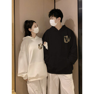 Áo hoodie dài tay 100% cotton mới dành cho cả nam và nữ Áo hoodie cặp đôi dáng rộng cổ tròn in hình độc đáo