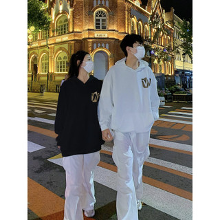 Áo hoodie dài tay 100% cotton mới dành cho cả nam và nữ Áo hoodie cặp đôi dáng rộng cổ tròn in hình độc đáo